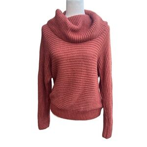 Poof New York Orange Red Auburn Cowl Neck Soft Knit Fall Sweater. Size: Large